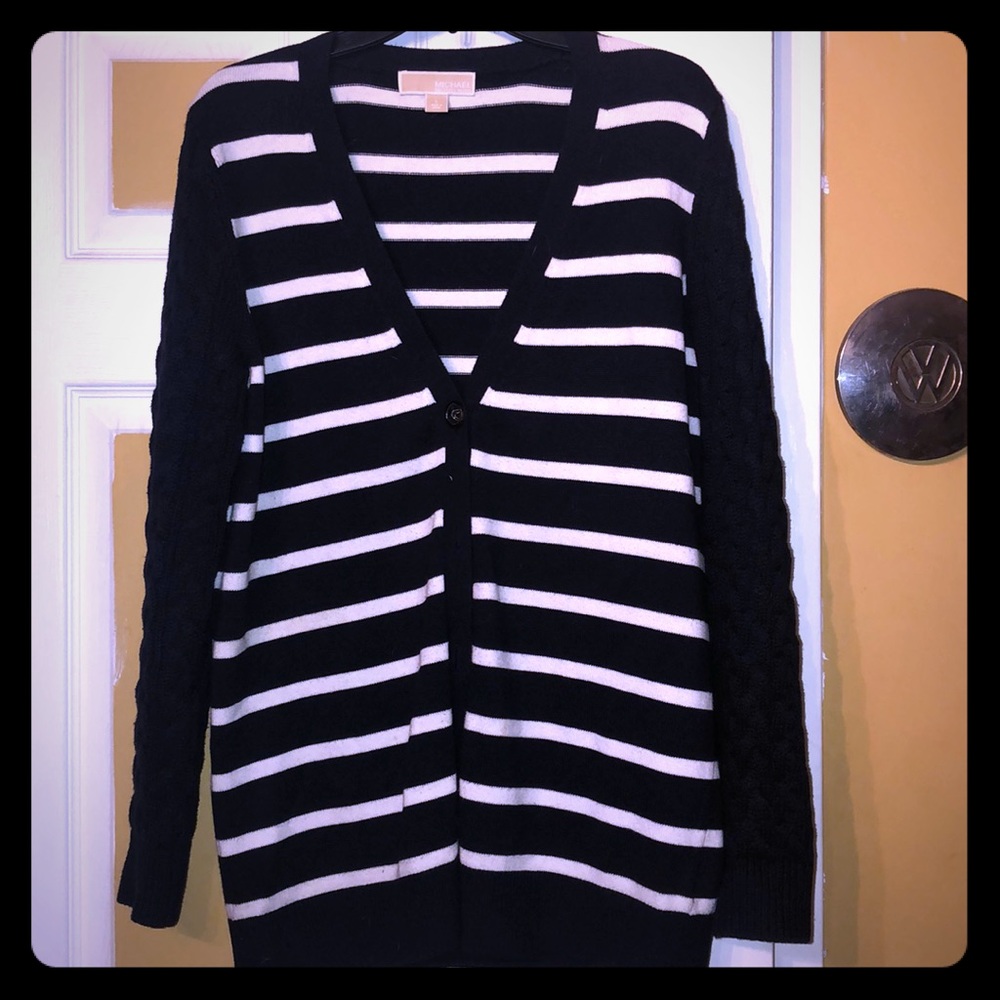 Michael kors off white and black cardigan